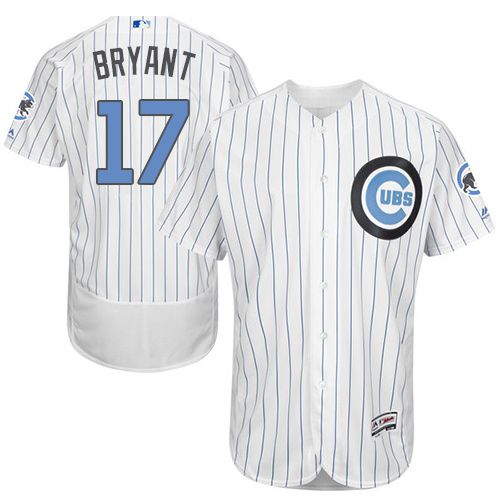Cubs #17 Kris Bryant White(Blue Strip) Flexbase Authentic Collection Father's Day Stitched MLB Jersey